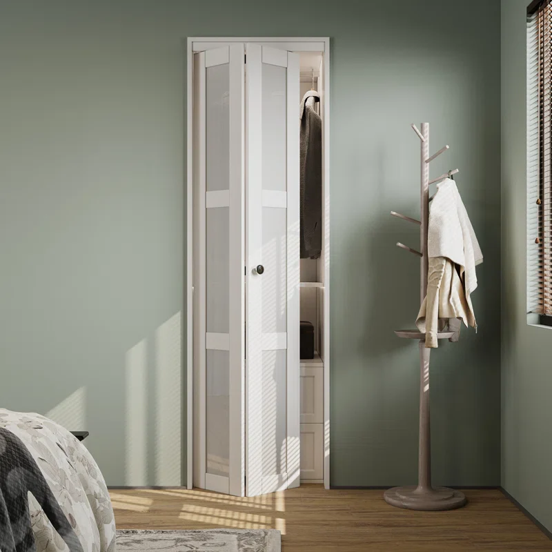 3-Lite Glass Door Solid Manufactured Wood Bi-Fold Door - Image 3