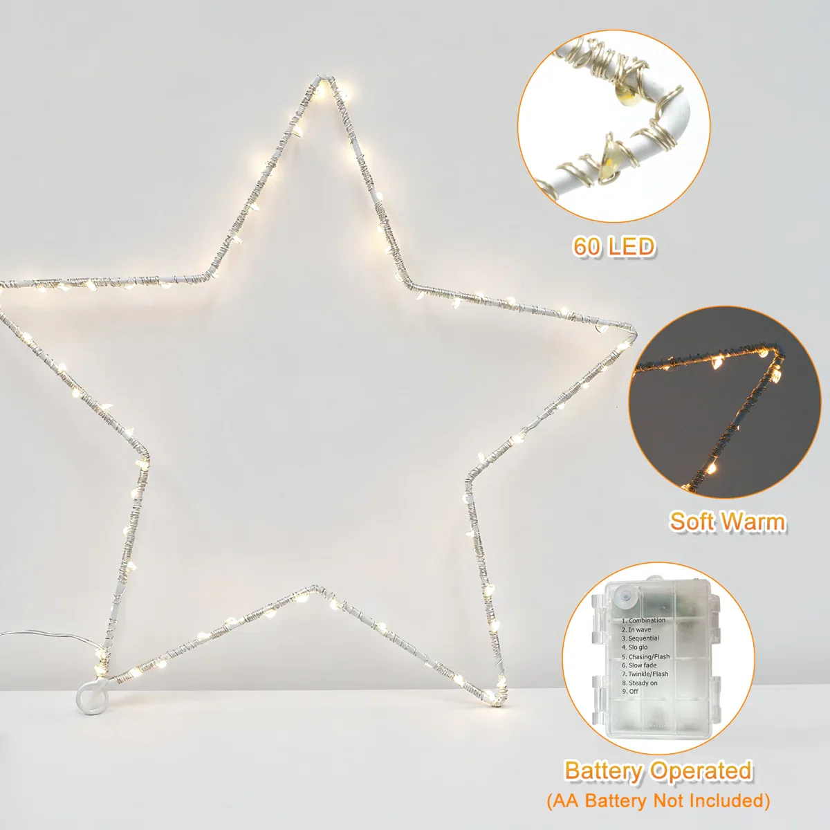 3-Pack Hanging Starburst Christmas Lights - Image 3