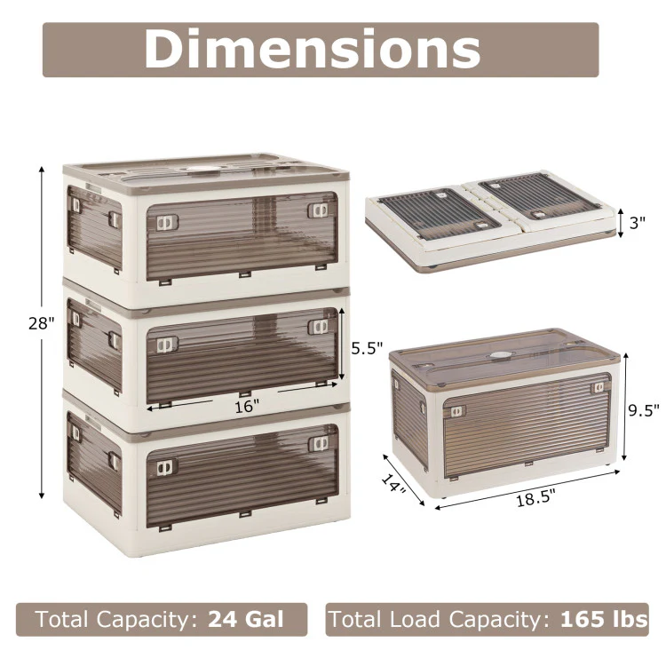 3-Pack Stackable Storage Bins with Lids with 5 Opening Ways - Image 2