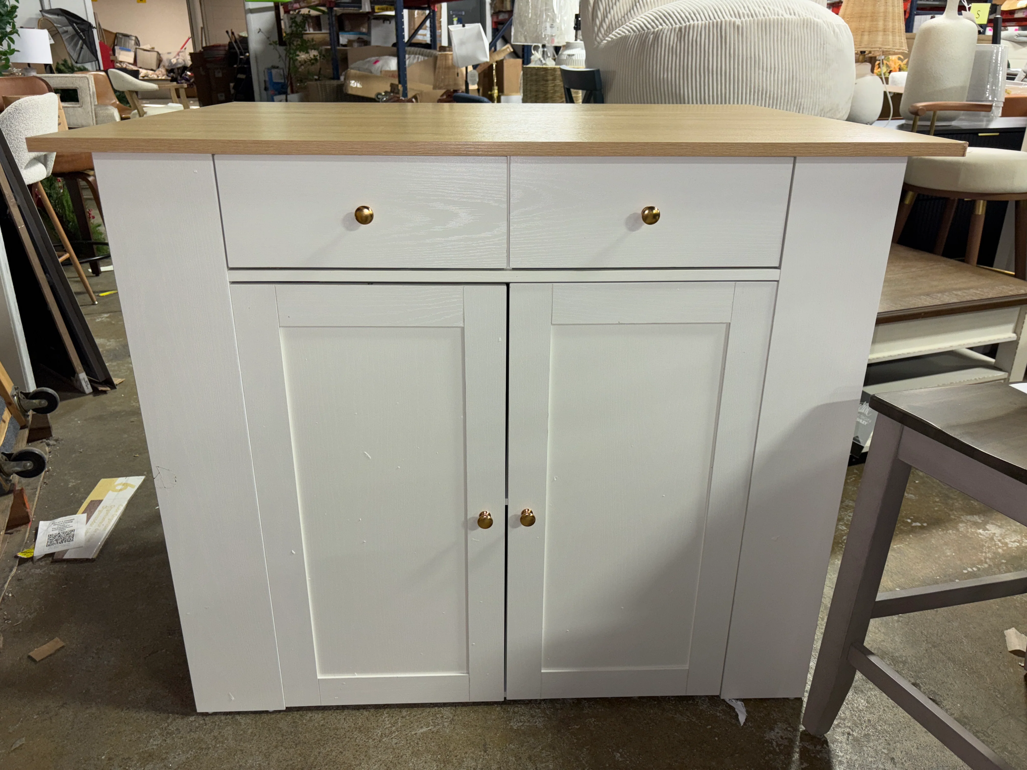3 Pieces Kitchen Island Set with Storage Cabinet SHOWROOM ITEM - Image 2
