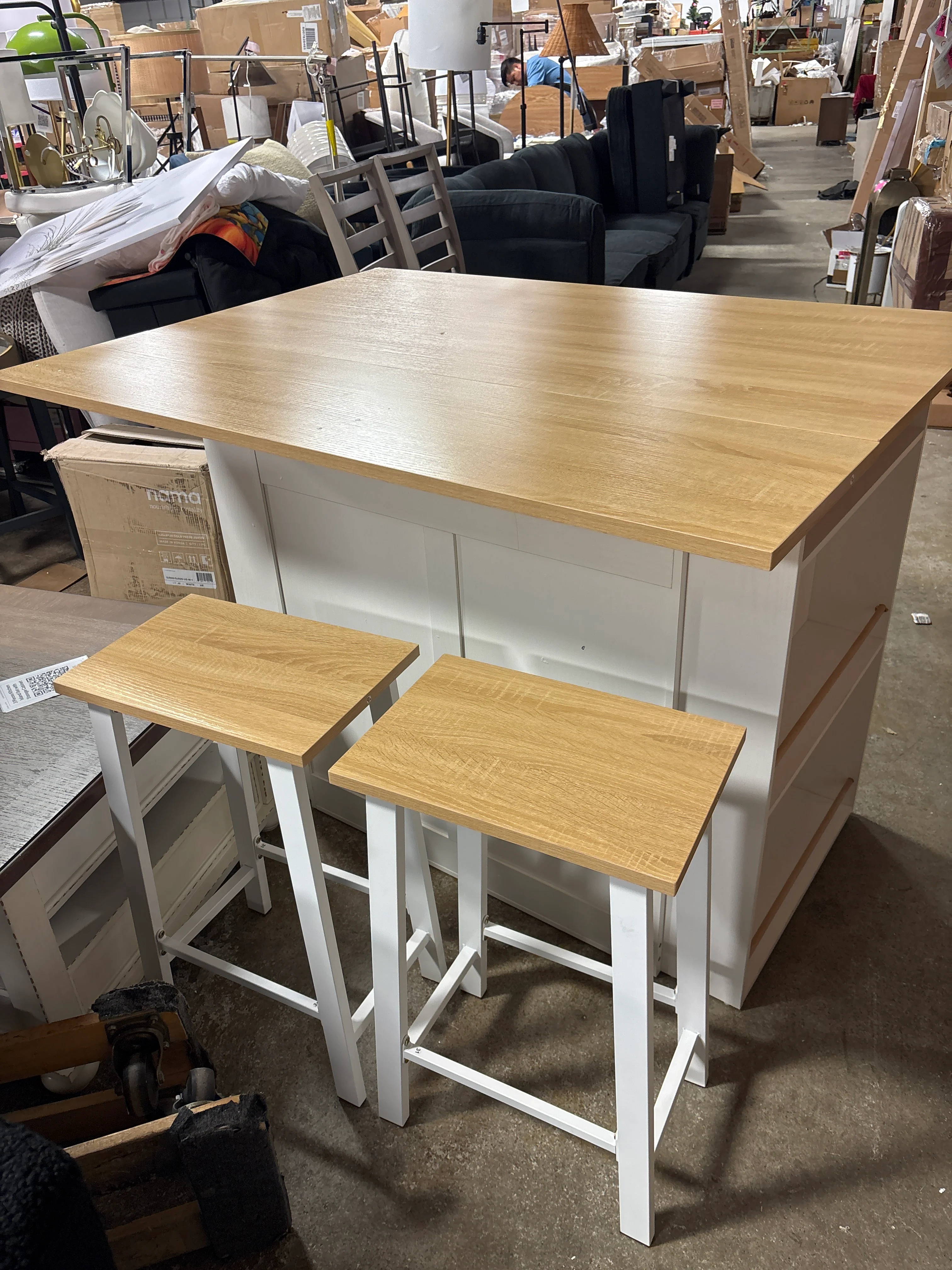 3 Pieces Kitchen Island Set with Storage Cabinet SHOWROOM ITEM - Image 5