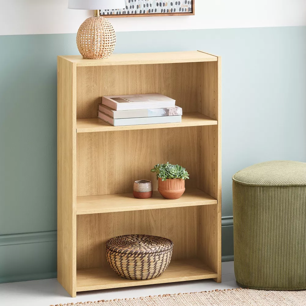 3 Shelf Bookcase Natural Wood - Image 3