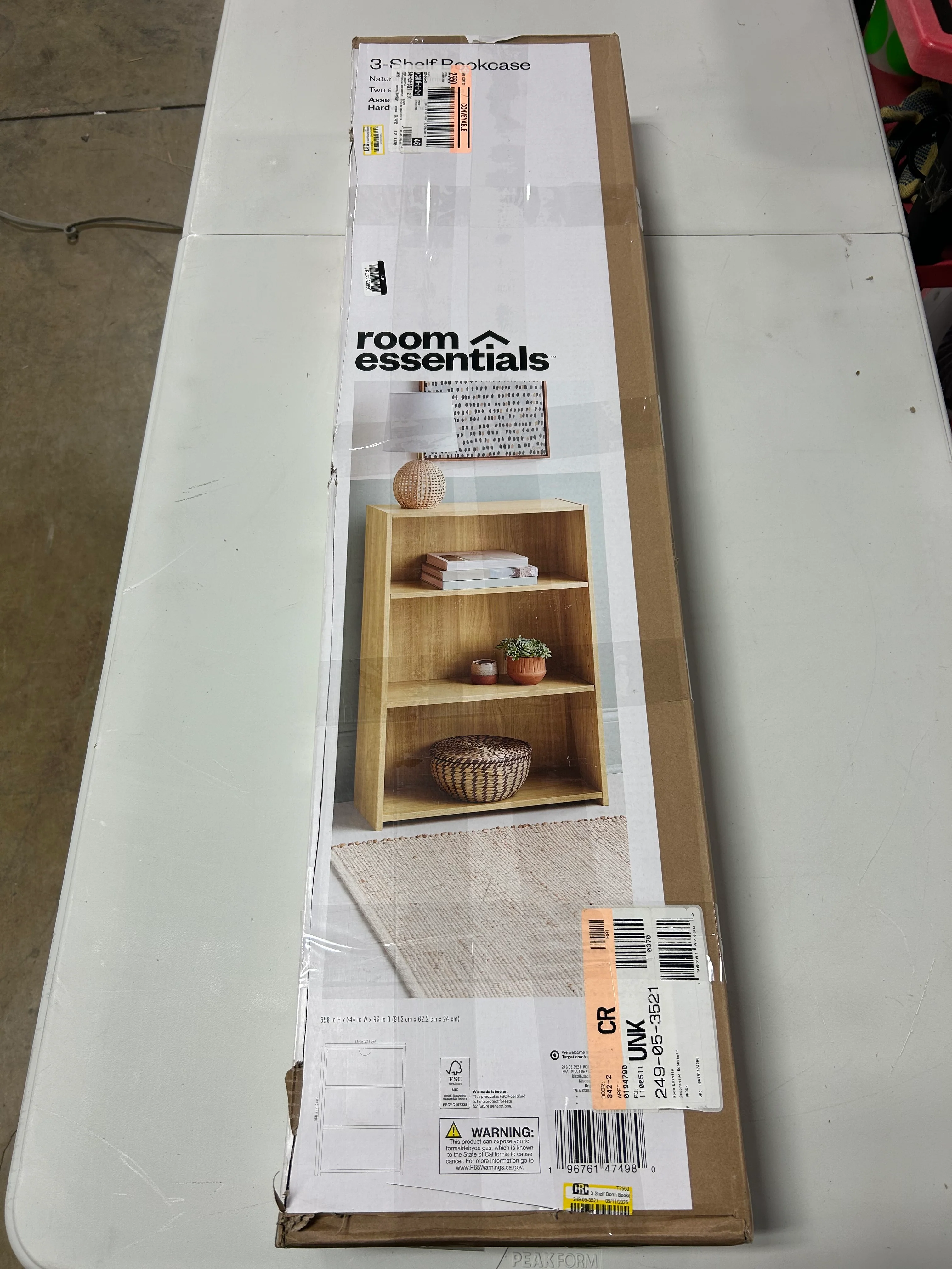 3 Shelf Dorm Bookcase Natural Wood - Image 5