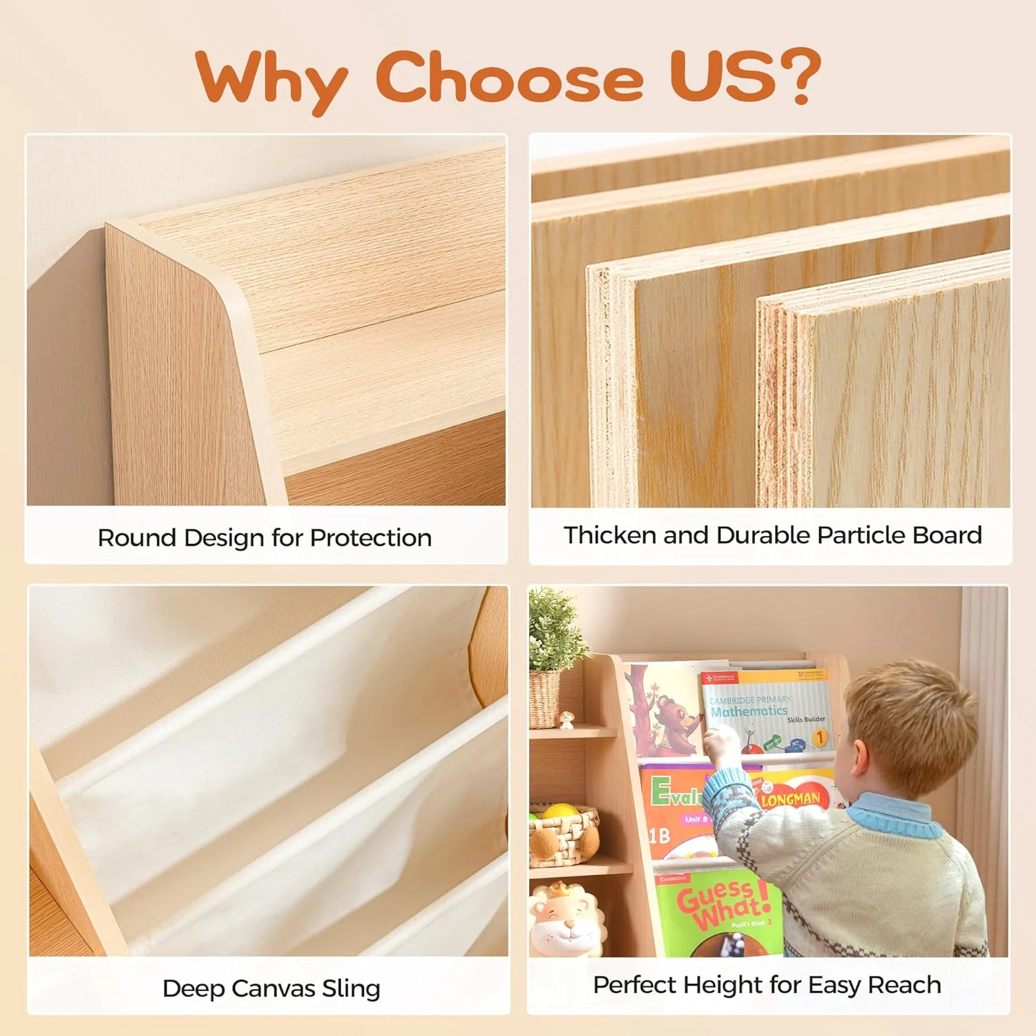 3 Tier Kids Wooden Bookshelf - Image 5