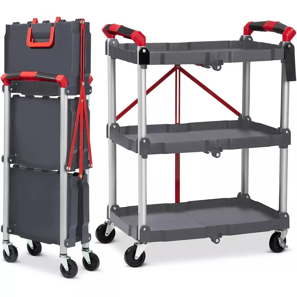 3-Tier Portable Folding Service Cart