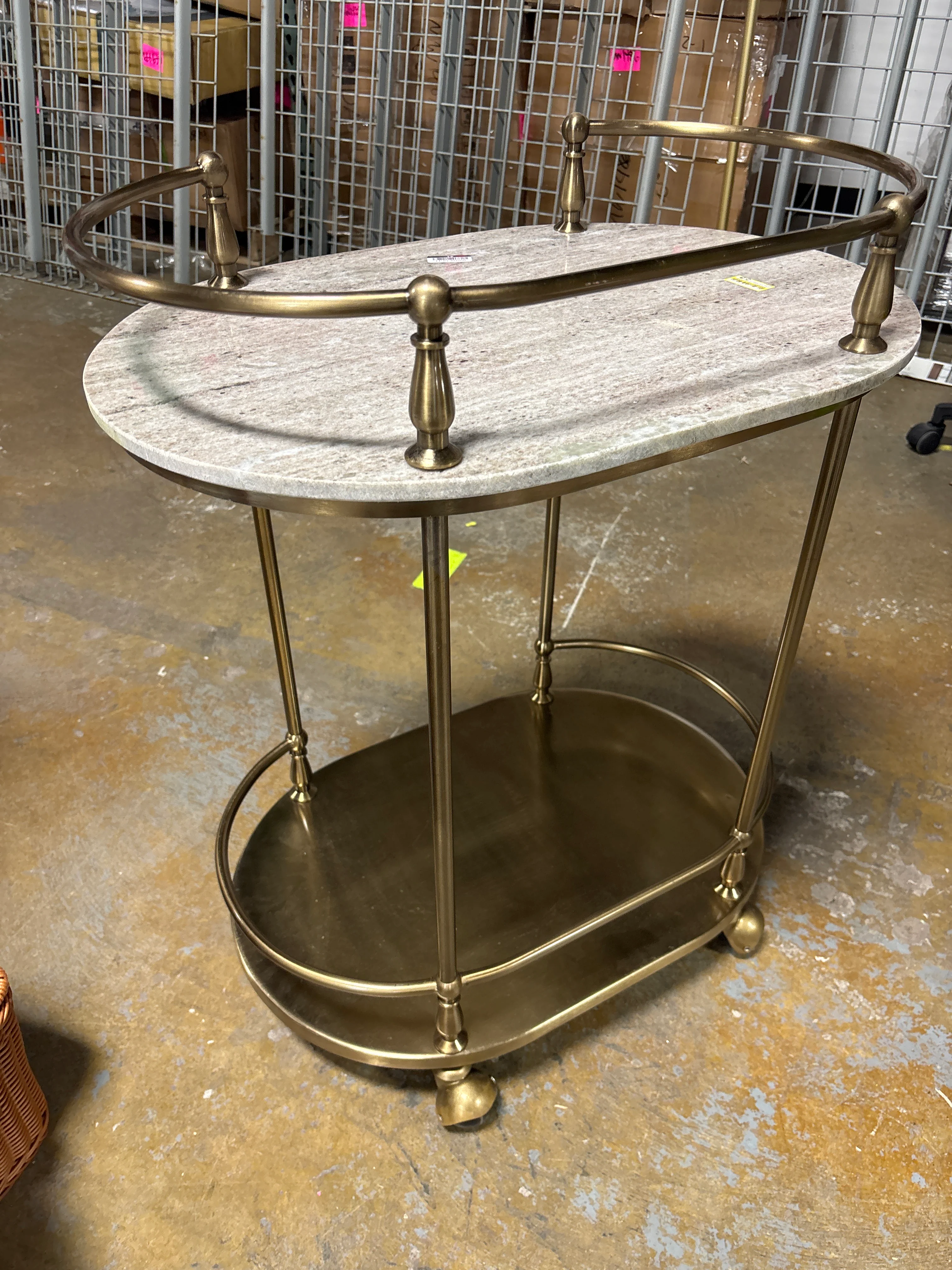30" Metal and Marble Bar Serving Cart SHOWROOM ITEM - Image 3