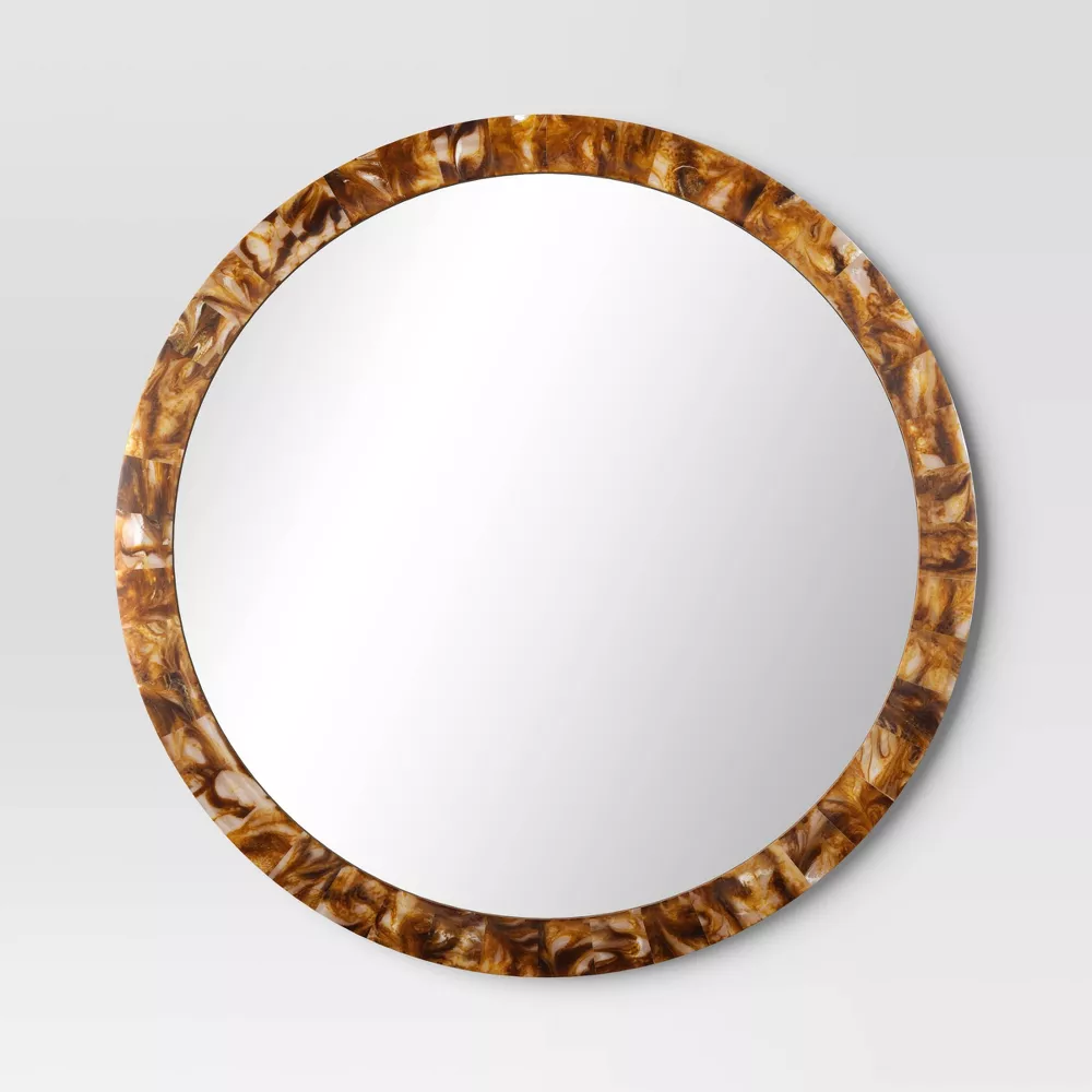 Round Pieced Faux Horn Wall Mirror