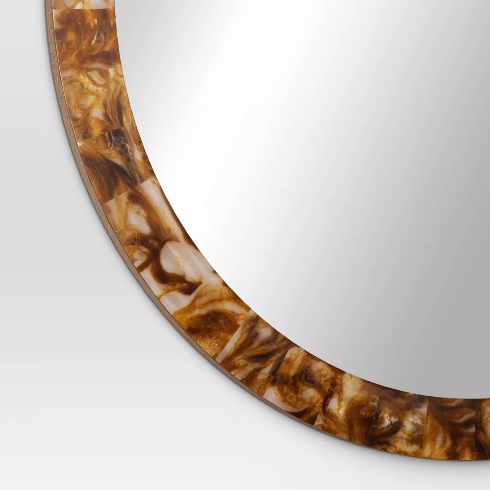 Round Pieced Faux Horn Wall Mirror - Image 2