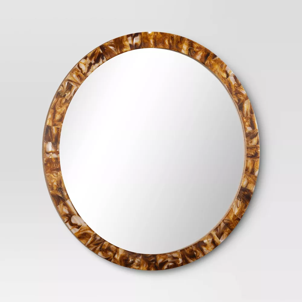 Round Pieced Faux Horn Wall Mirror - Image 3