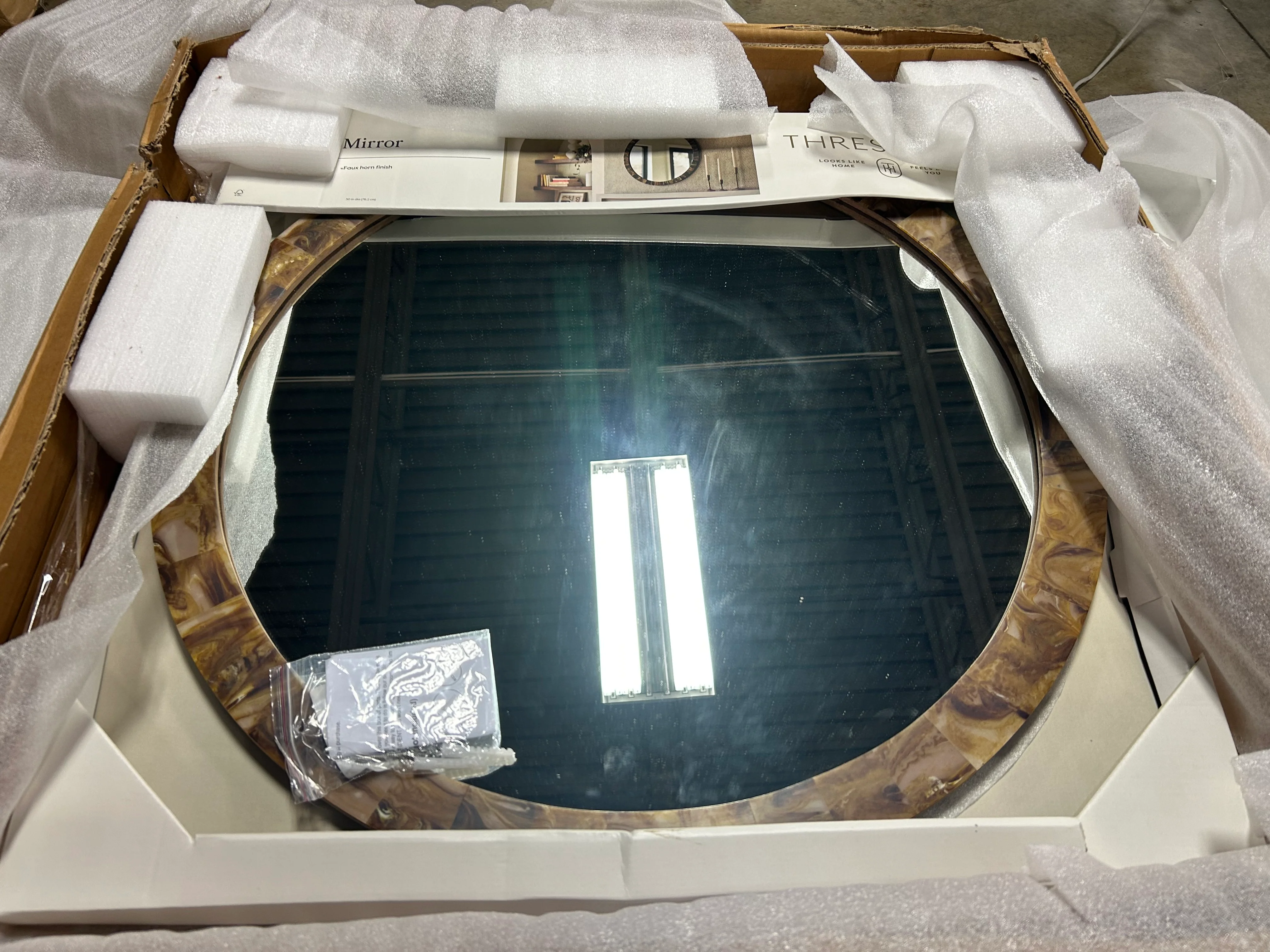 Round Pieced Faux Horn Wall Mirror - Image 5