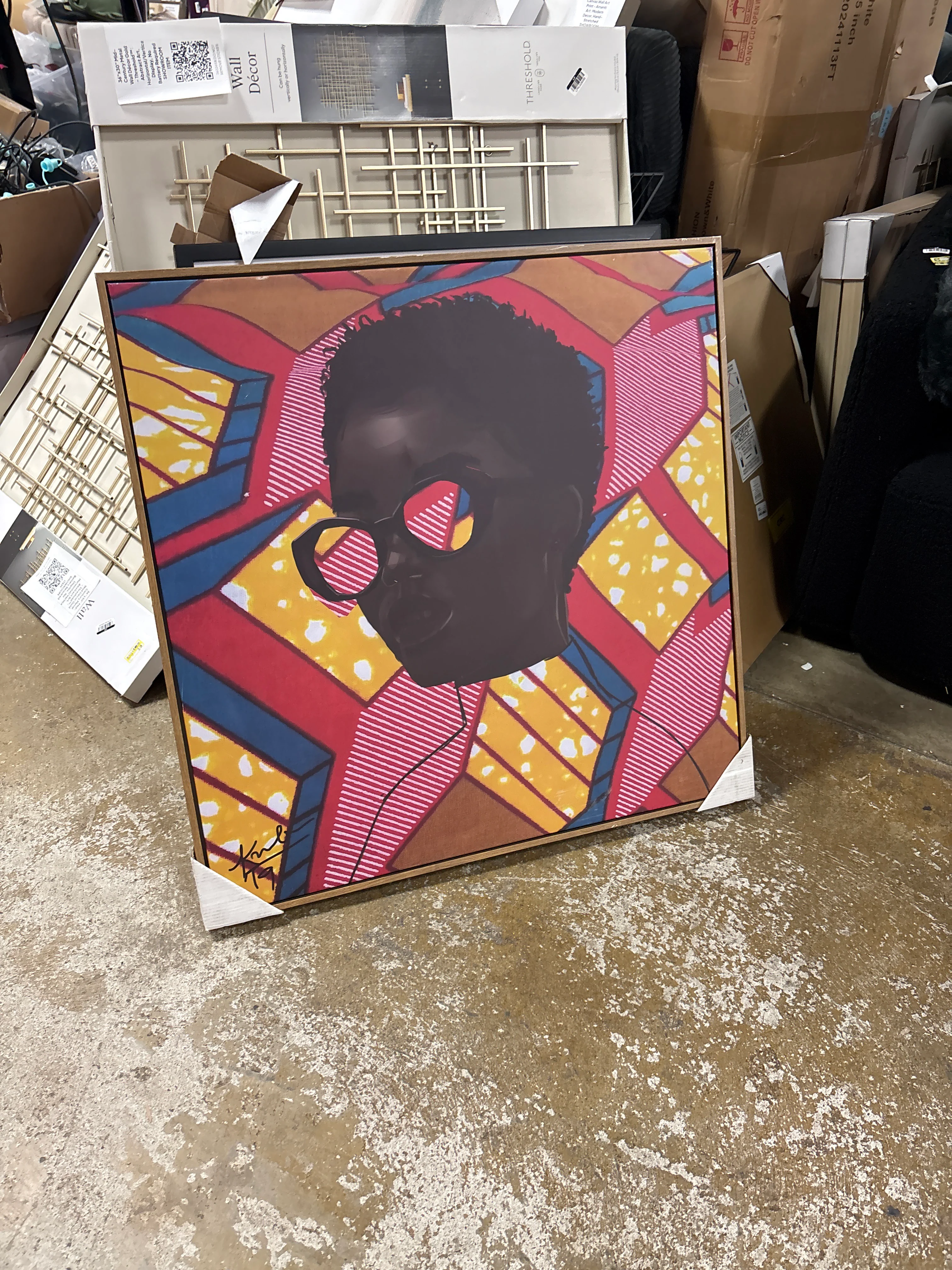 30" x 30" Pattern Portrait by Adekunle Adeleke Framed Wall Canvas - Threshold™: Modern Digital Art, Polystyrene Frame SHOWROOM ITEM - Image 2