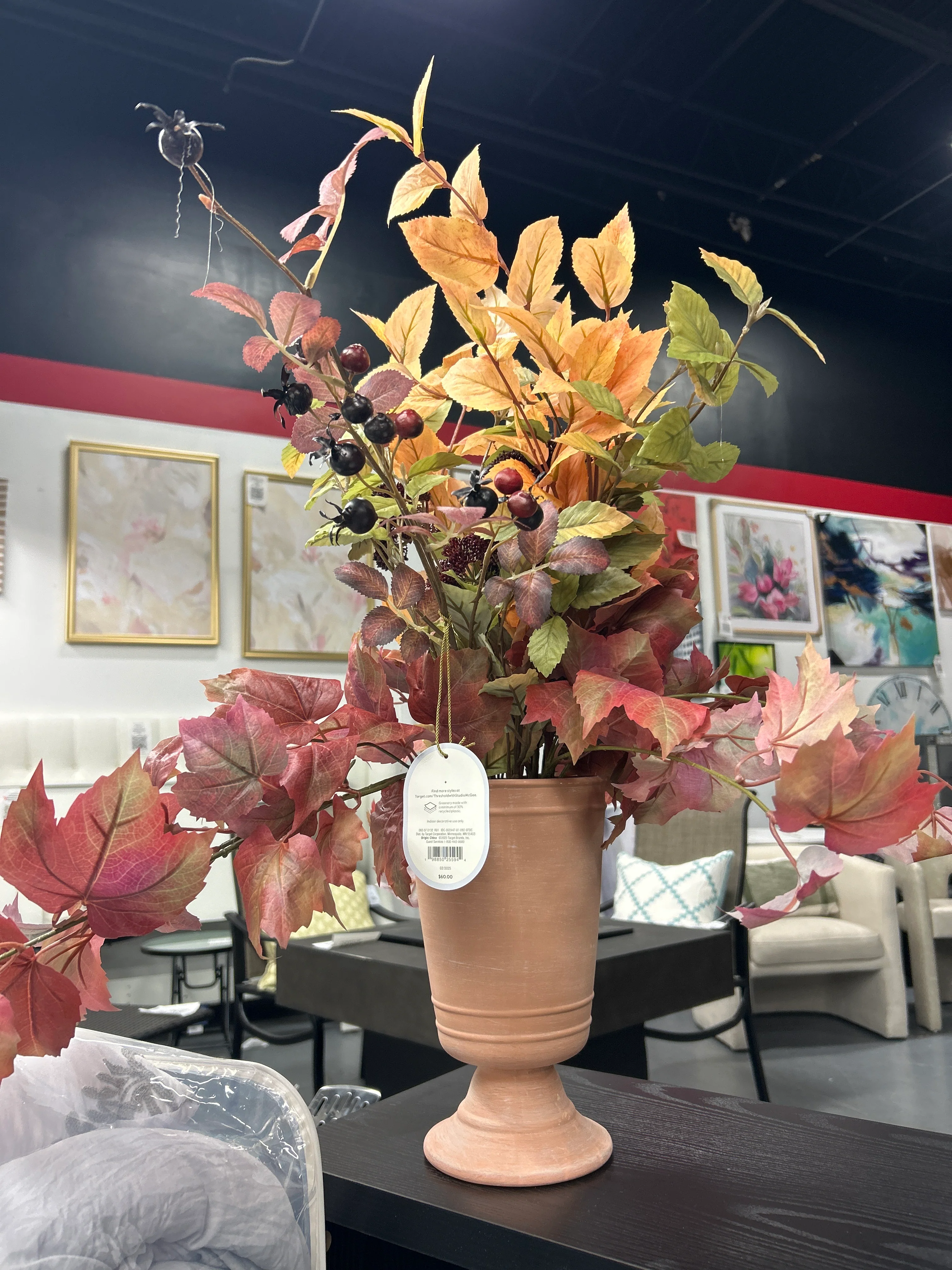 31" XL Fall Leaf Artificial Statement Arrangement - Threshold designed SHOWROOM ITEM