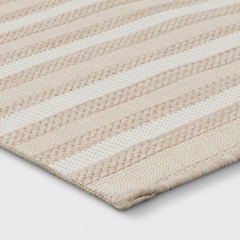 Linear Geo Rectangular Indoor Outdoor Area Rug Tan 3'x5' - Image 3