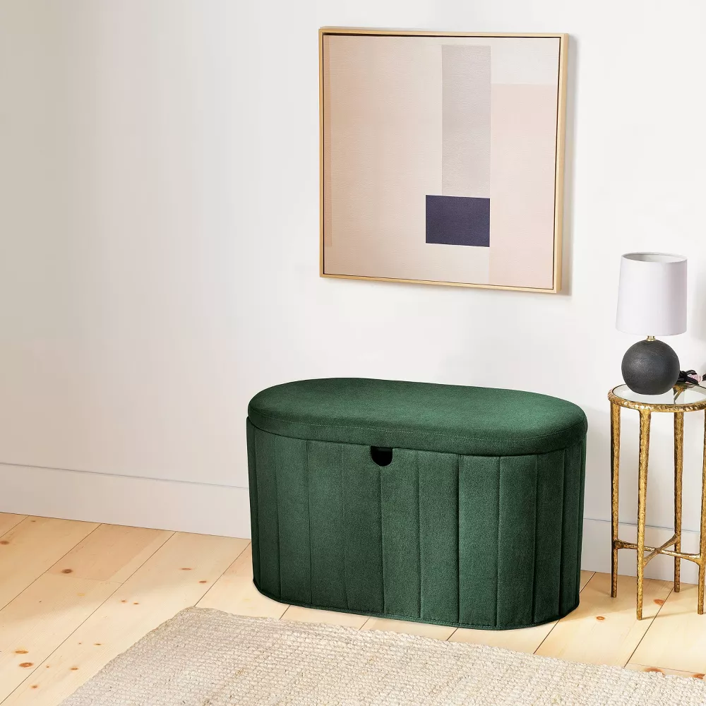 Folding Double Storage Bench Green - Image 2