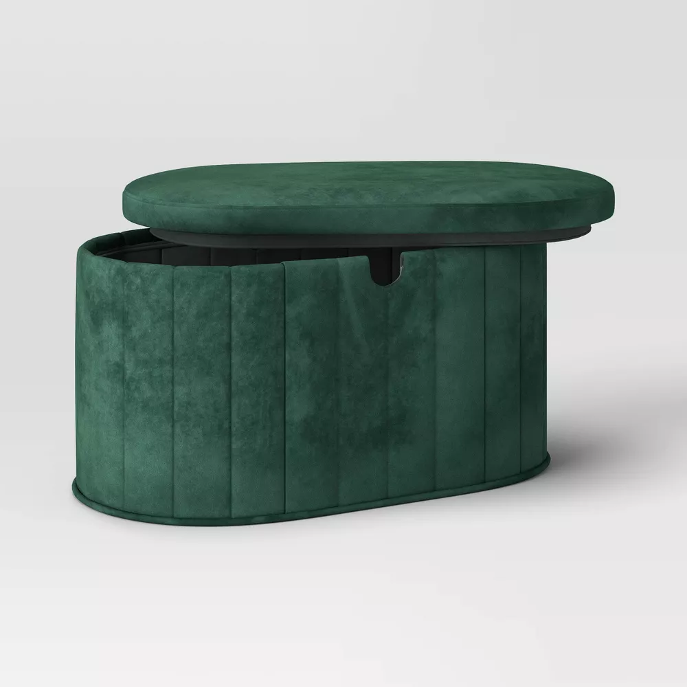 Folding Double Storage Bench Green - Image 4