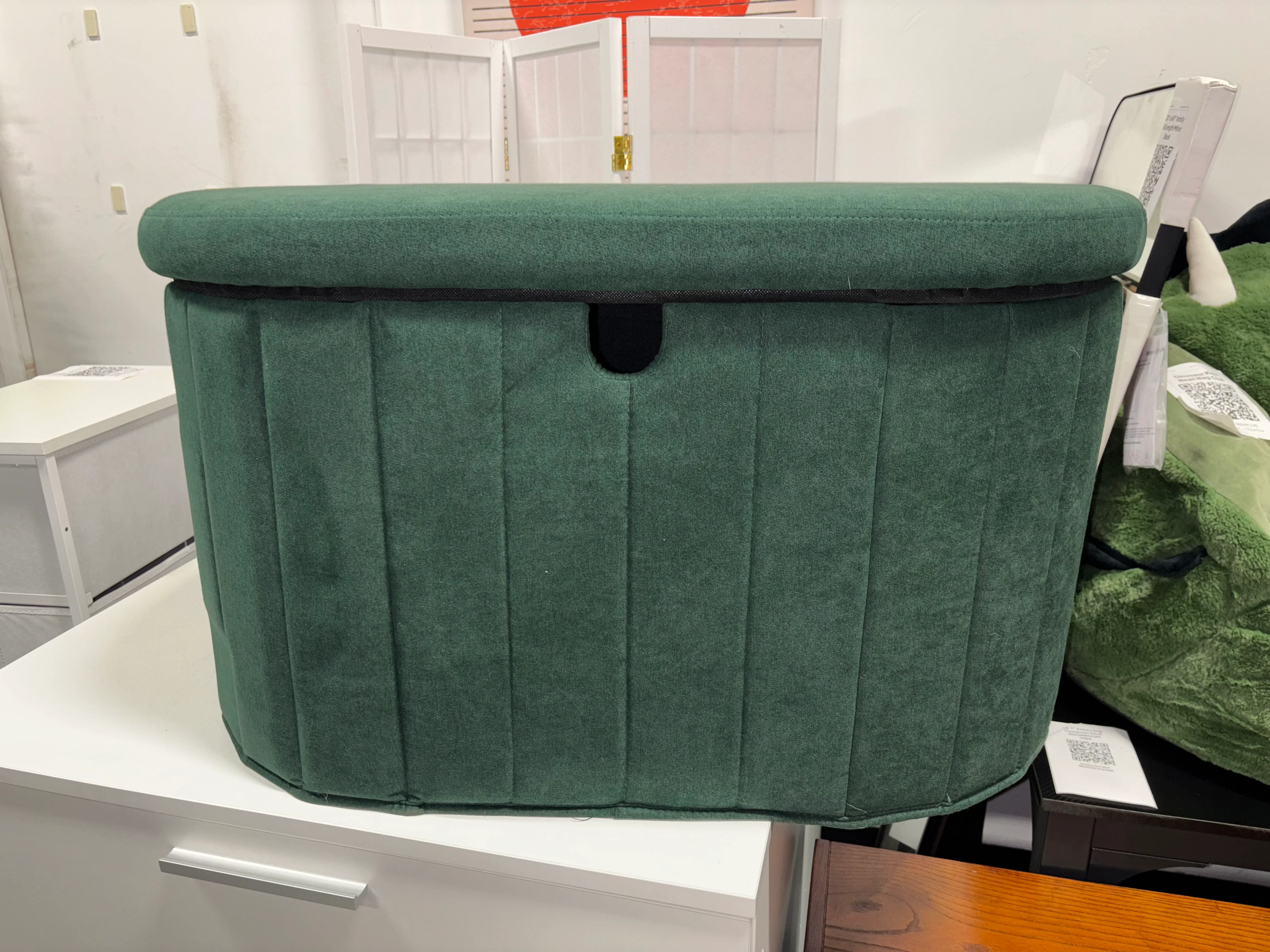 32" Folding Double Storage Bench Green SHOWROOM ITEM - Image 3
