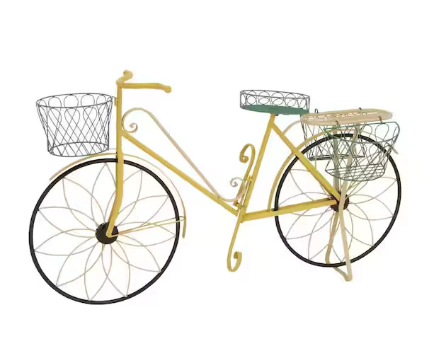 32" H x 54" W Litton Lane Yellow Metal Vintage Plantstand SHOWROOM ITEM