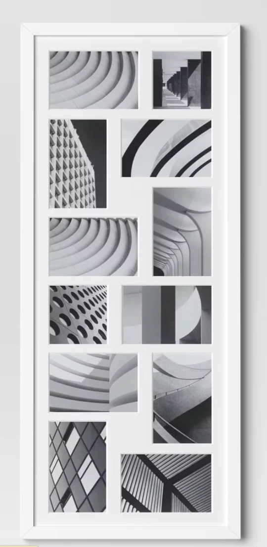 33"x14" Thin Collage Holds 12 Photo Frame White - Threshold™: Modern Wall Display, MDF Composite SHOWROOM ITEM