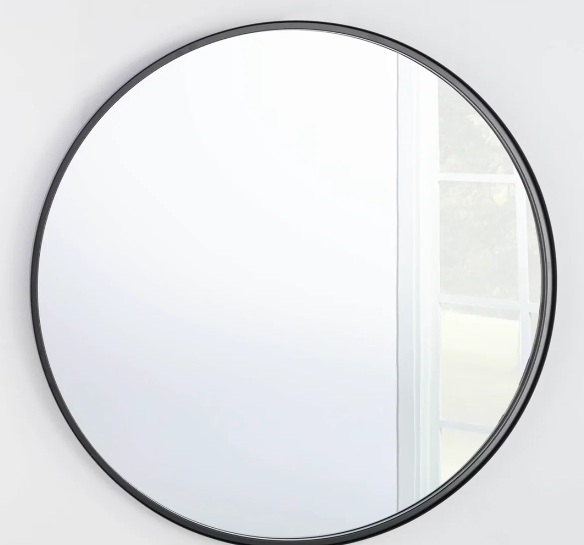 34" Round Decorative Wall Mirror Black - Threshold™ designed with Studio McGee: Large, Wall-Mounted, Metal Frame SHOWROOM ITEM