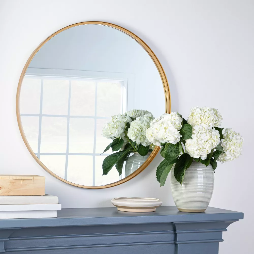 Round Decorative Wall Mirror Brass - Large, Wall-Mounted, Traditional Style - Image 3