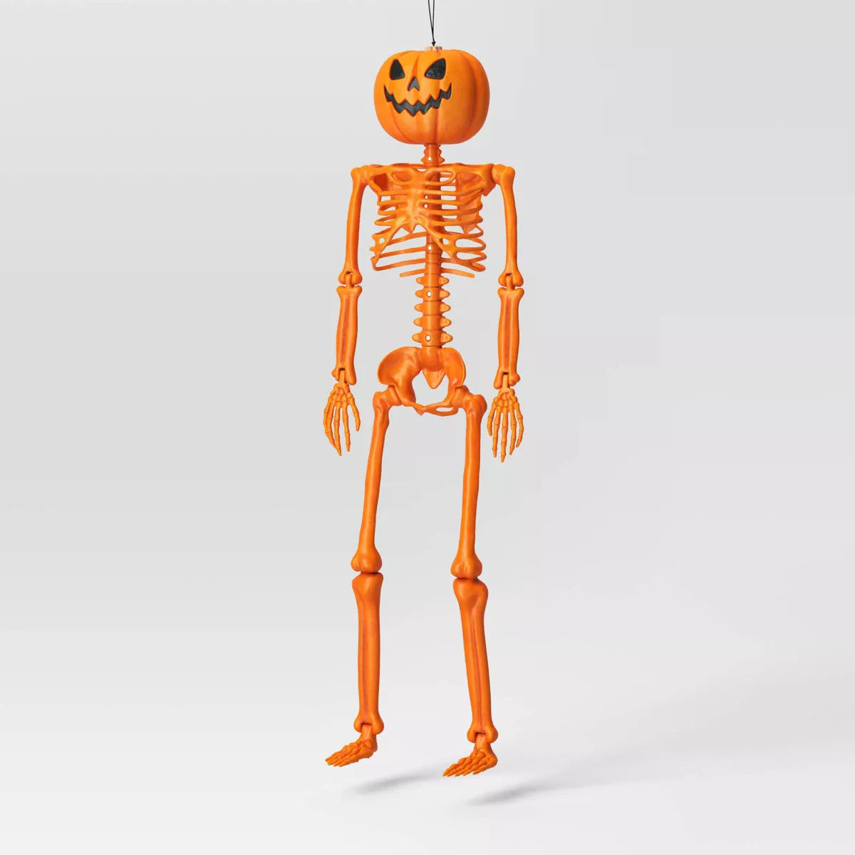 36" Poseable Pumpkin Head Skeleton Halloween Decorative Prop Orange Showroom Item