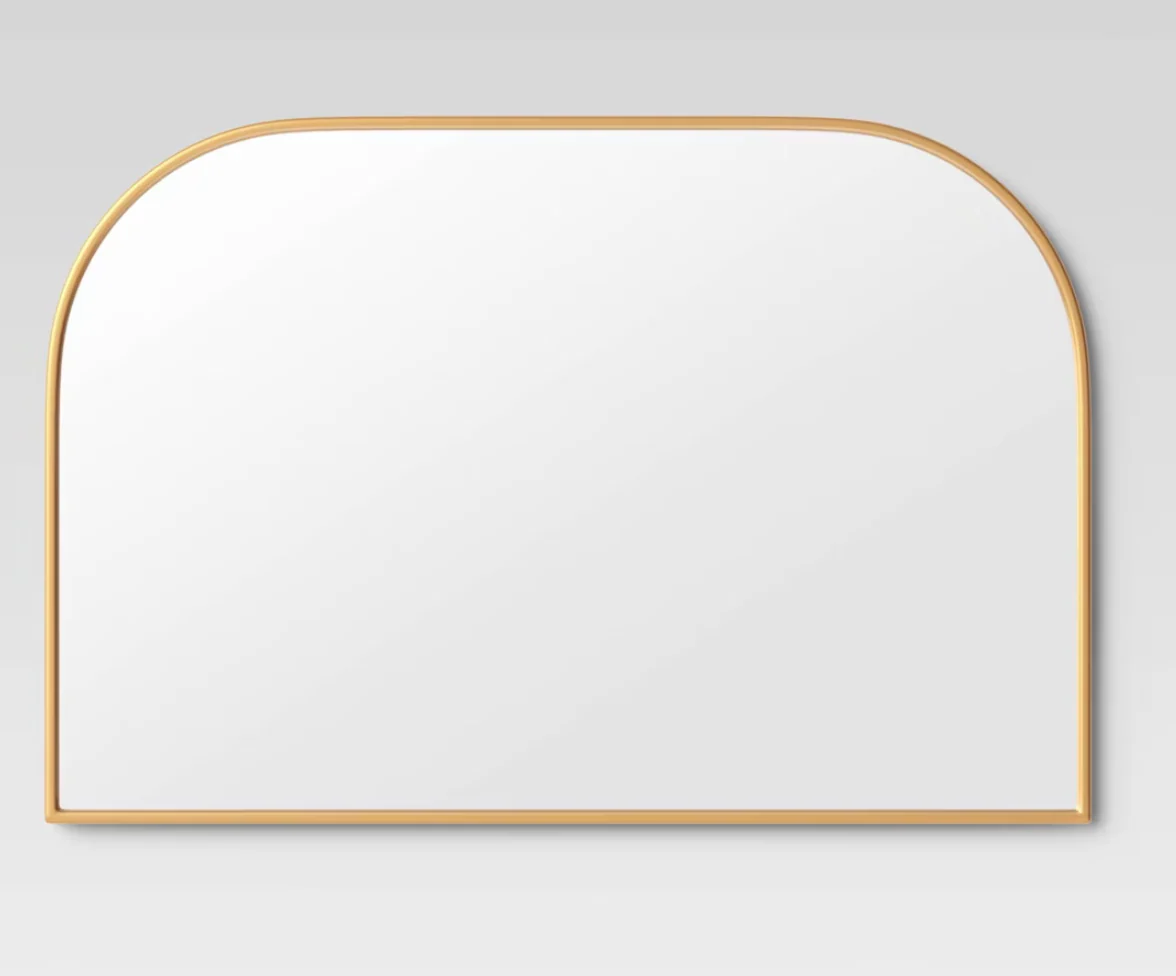 36" x 24" Over the Mantel Mirror Black - Threshold™: Rounded Top, Metal Frame, Wall Mounted SHOWROOM ITEM