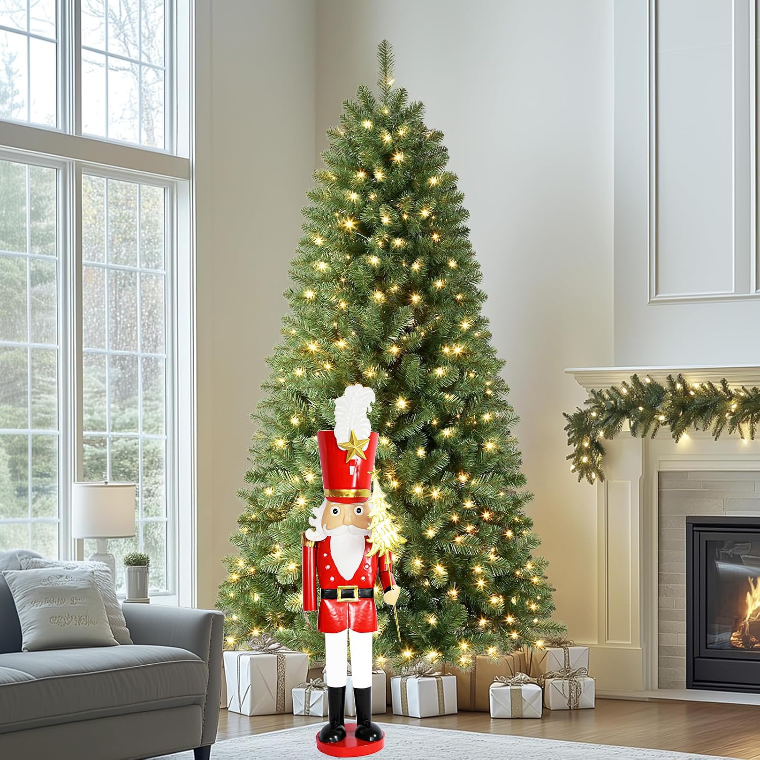Large Giant Hand-Painted Red Christmas Metal Nutcracker Soldier Ornament Red & White - Image 3