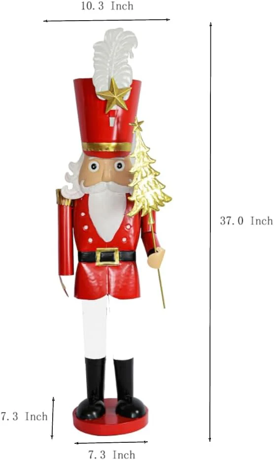 Large Giant Hand-Painted Red Christmas Metal Nutcracker Soldier Ornament Red & White - Image 5