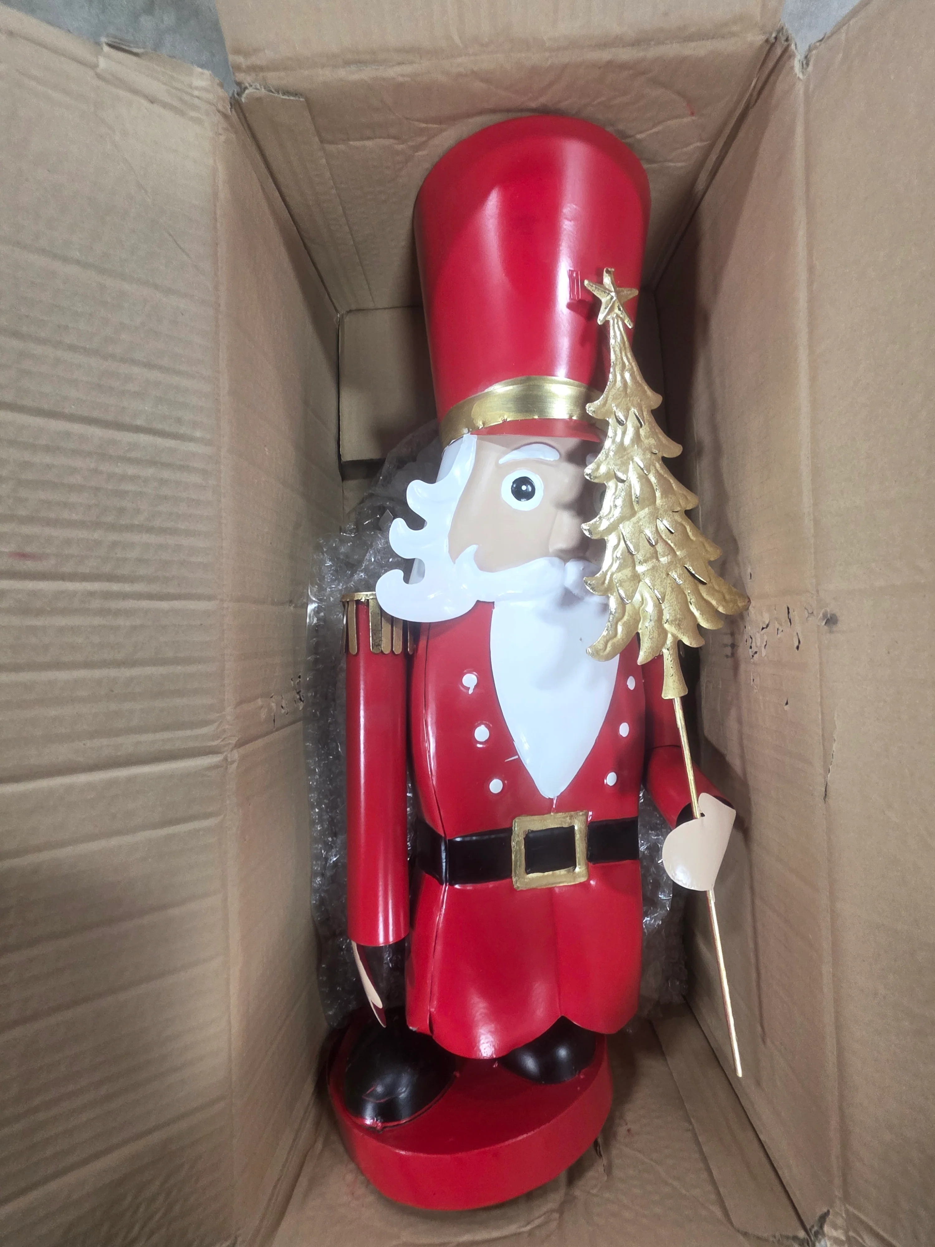 Large Giant Hand-Painted Red Christmas Metal Nutcracker Soldier Ornament Red & White - Image 7