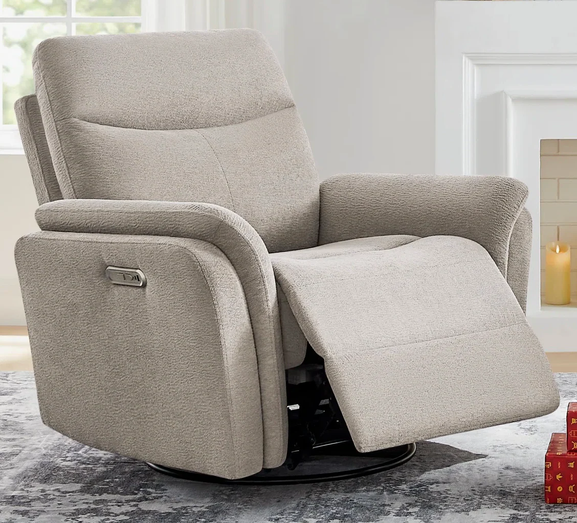 37" Upholstered 3 In 1 Swivel Glider Power Recliner SHOWROOM ITEM