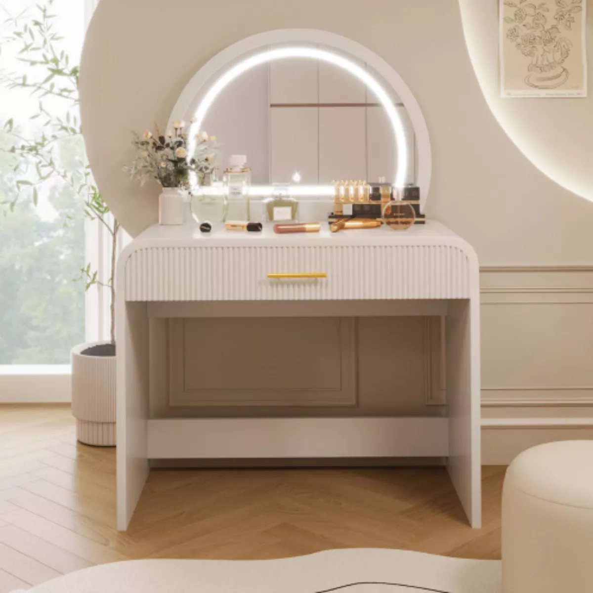 39" Makeup Vanity Table with Removable Lighted Touch Screen Mirror, SHOWROOM ITEM
