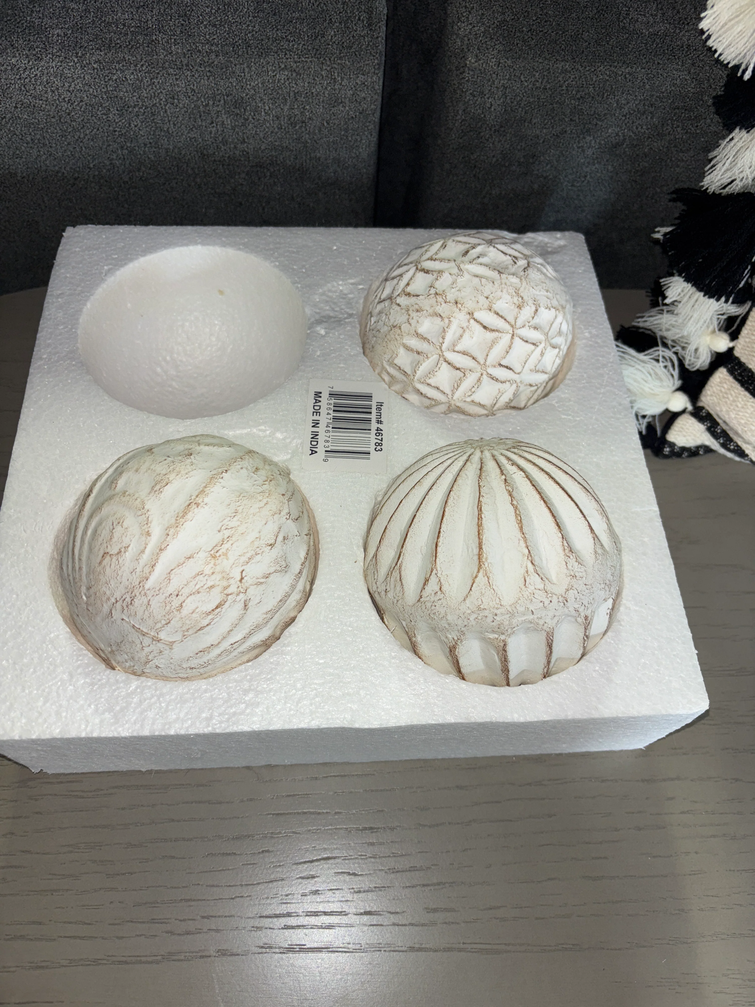 3pc Carwyn Ceramic Handmade Carved Decorative White Orbs SHOWROOM ITEM - Image 2