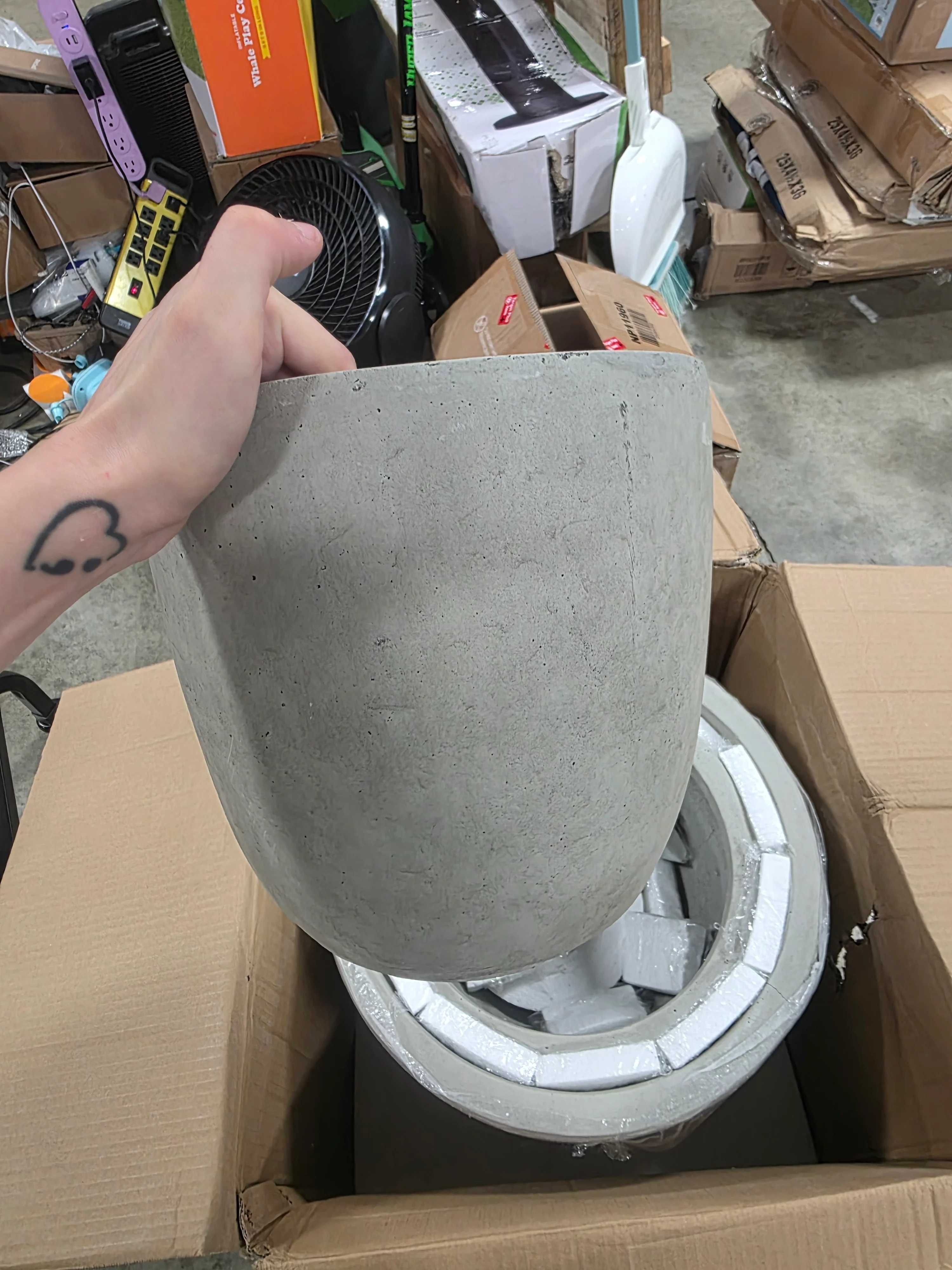 3pc Concrete Outdoor Planter Pots Beige - Image 7