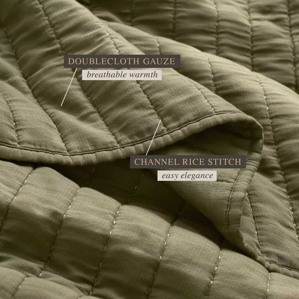 Channel Rice Stitch Gauze Quilt Green Full/Queen - Image 4