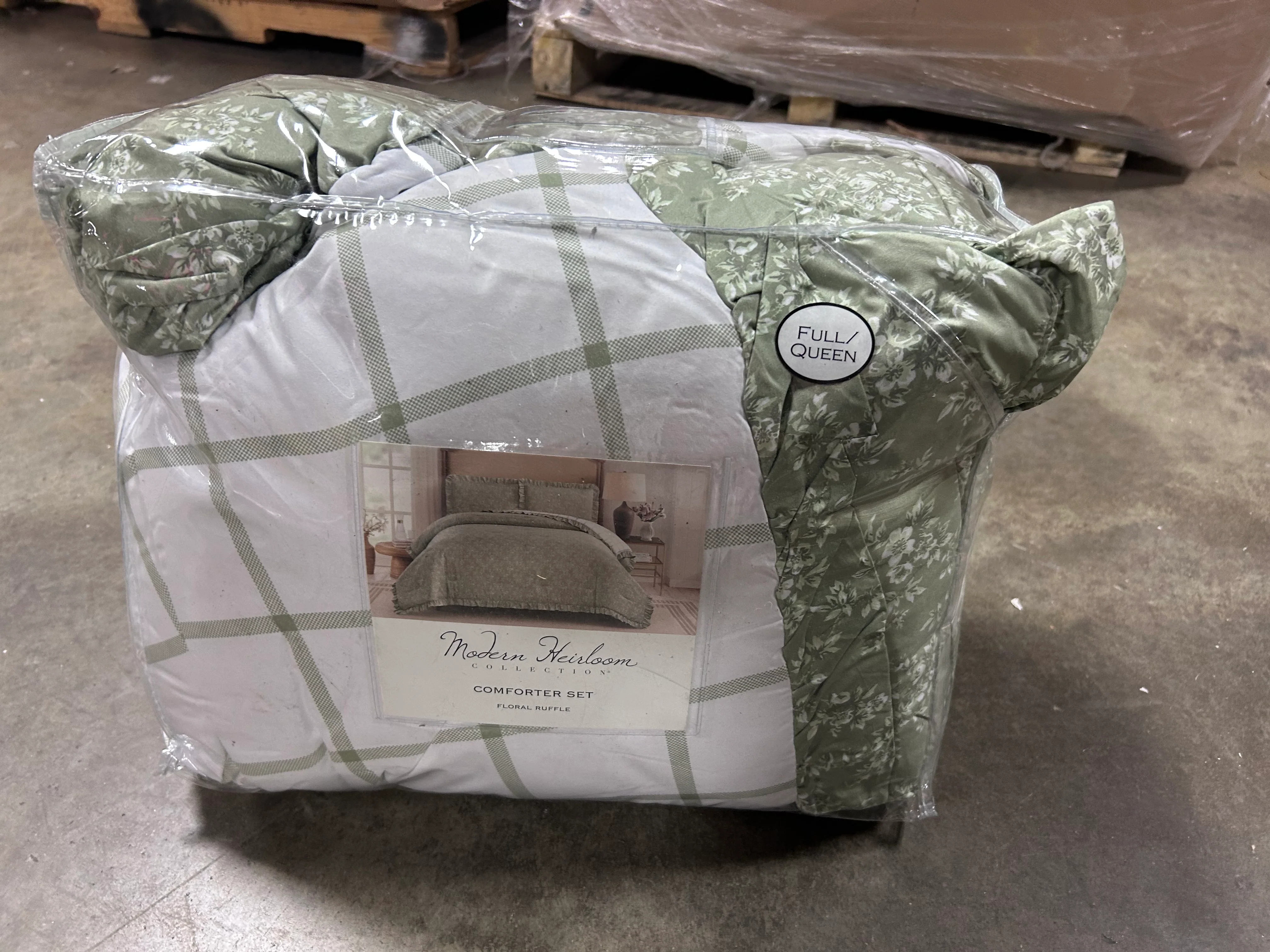 3pc Full/Queen Floral Ruffle Comforter Bedding Set Assorted Green - Image 6