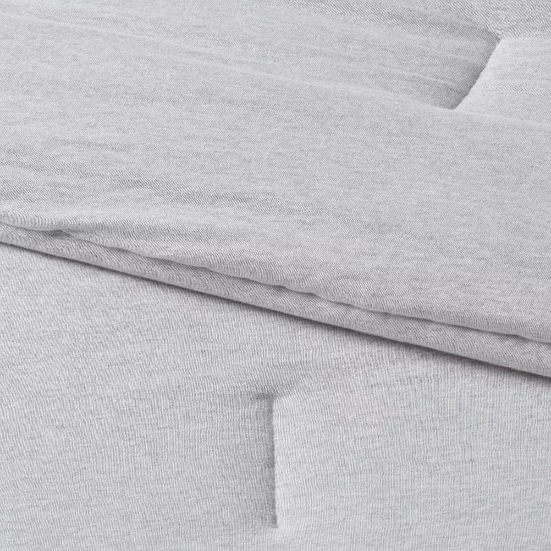 3pc Full/Queen Jersey Comforter and Sham Set Gray Heather - Image 3
