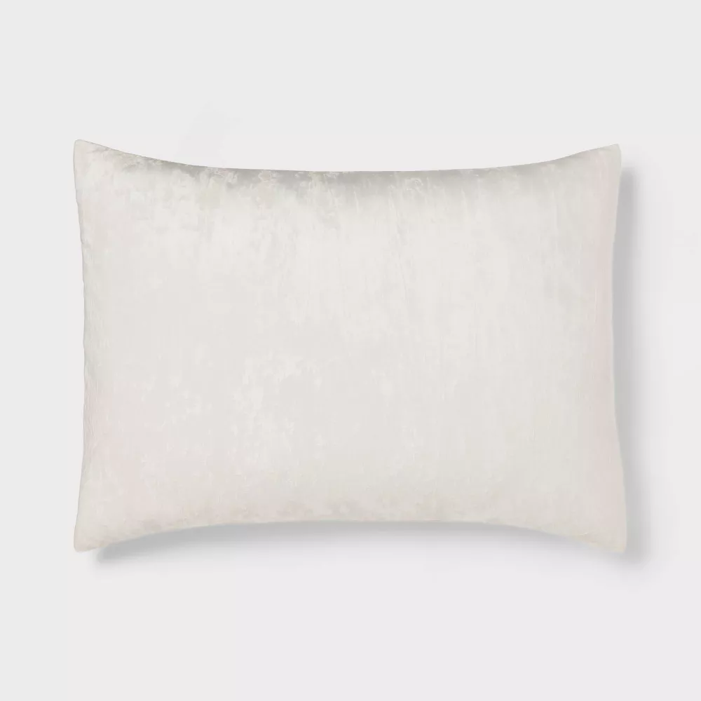 3pc Full/Queen Luxe Distressed Crinkle Velvet Comforter and Sham Set Ivory - Image 3