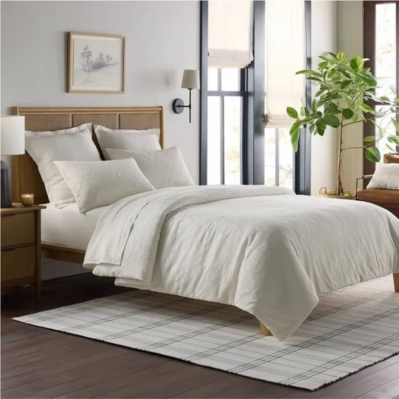 3pc Full/Queen Trellis Pattern Comforter Bedding Set Cream, - Image 2