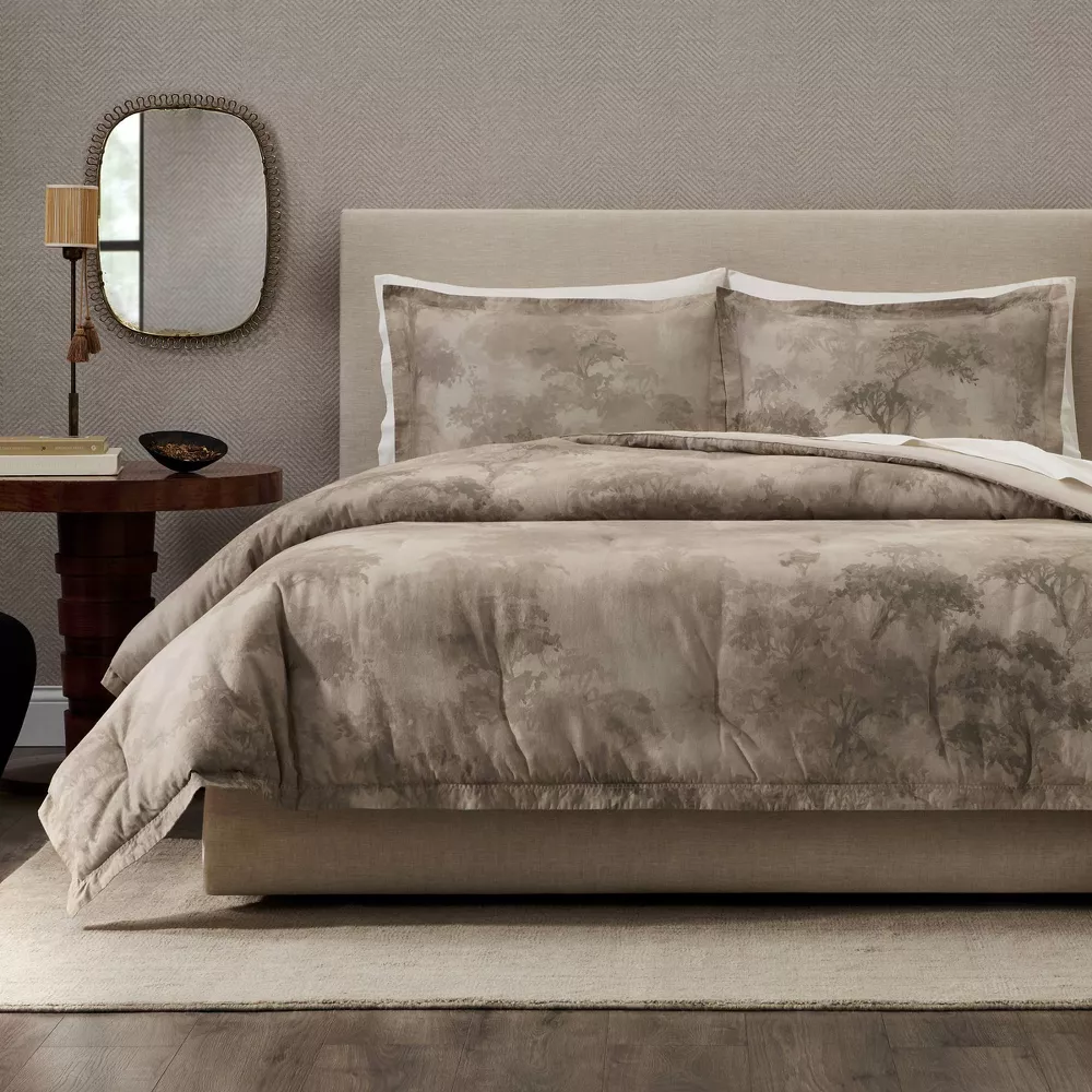 3pc Full/Queen 'Walk in the Woods' Cotton Comforter Set Brown