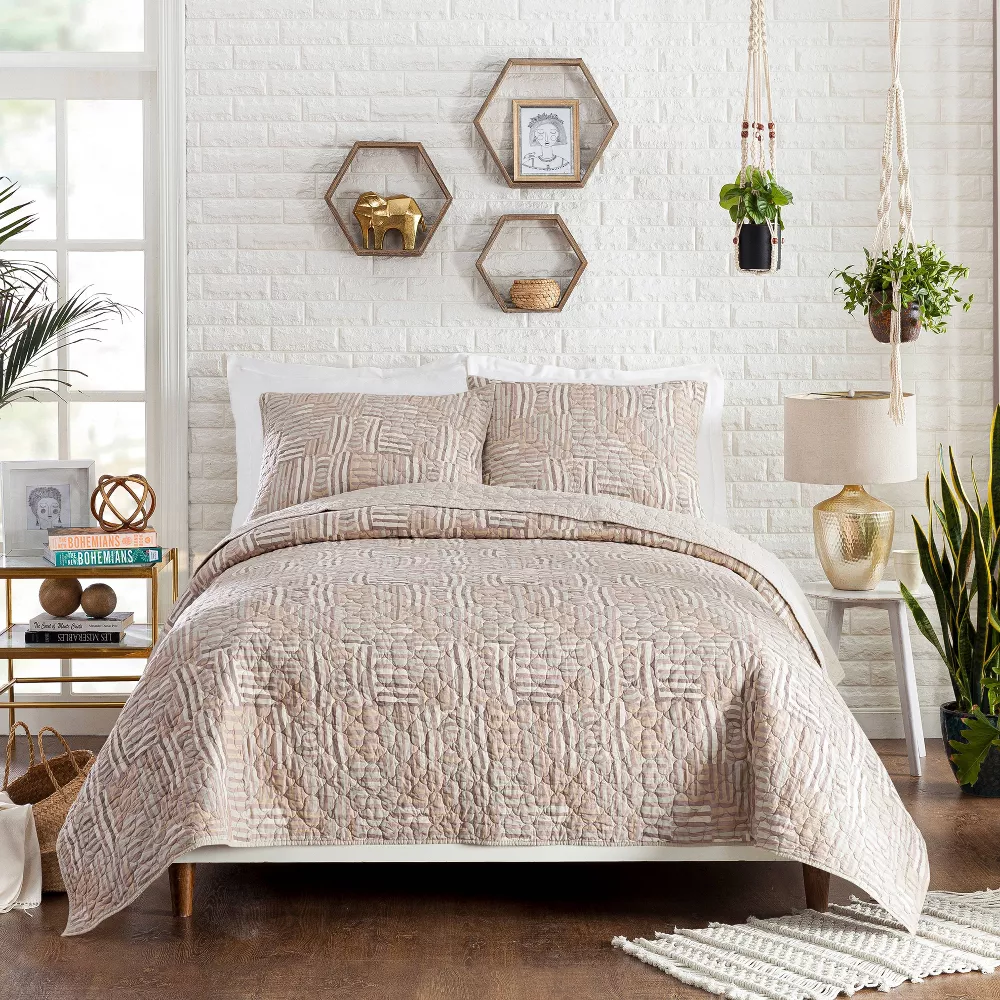3pc King Abrazo Quilt Set Taupe - Image 5