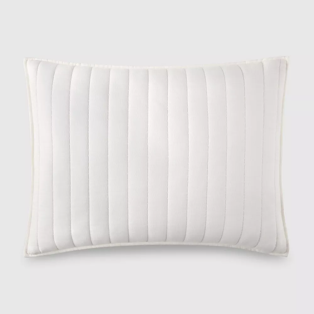 3pc King Channel Rice Stitch Gauze Quilt Set Cream - Image 3