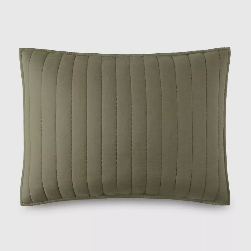 3pc King Channel Rice Stitch Gauze Quilt Set Green - Image 3