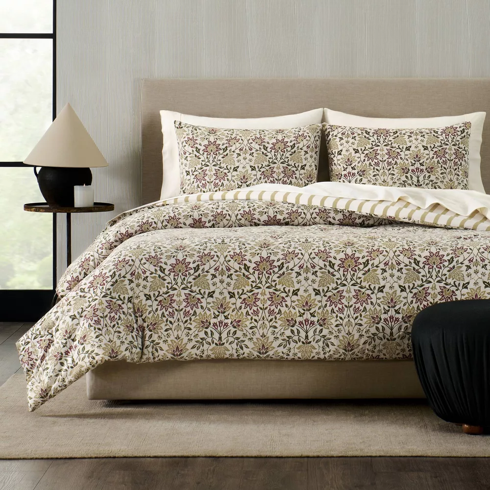 Floral 'Geneva' Cotton Comforter Green King