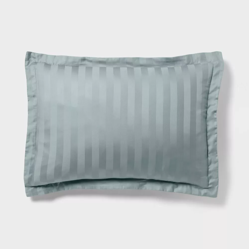 3pc King Luxe Striped Damask Comforter and Sham Set Light Teal Green - Image 4