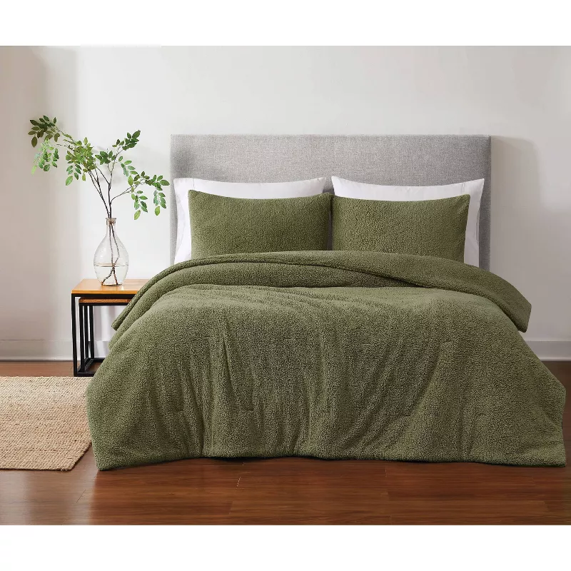 3pc King Oversized Marshmallow Comforter Set Olive Green - Image 2