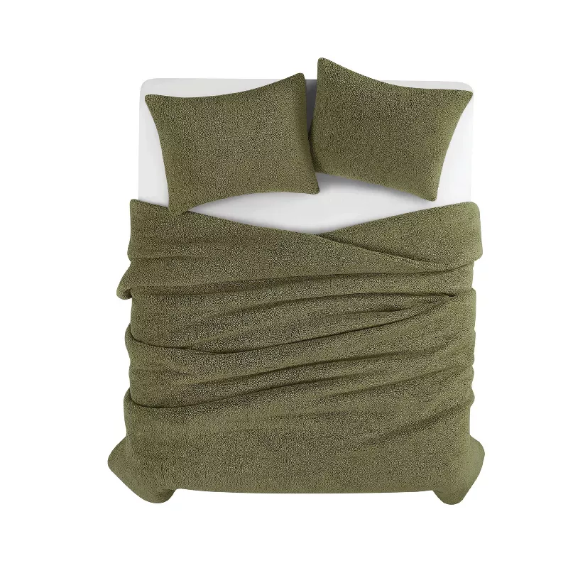 3pc King Oversized Marshmallow Comforter Set Olive Green - Image 3