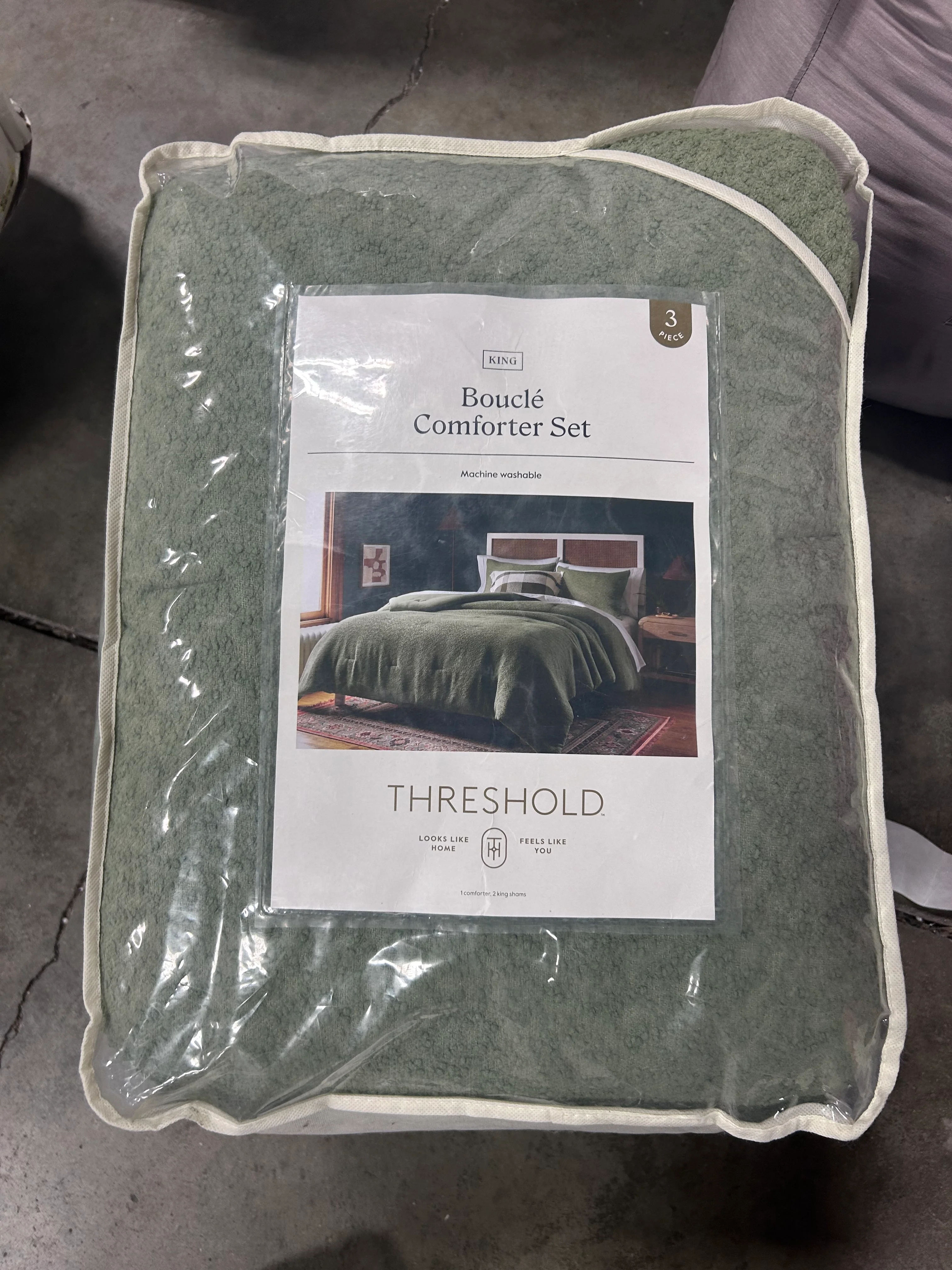3pc King Oversized Marshmallow Comforter Set Olive Green - Image 6