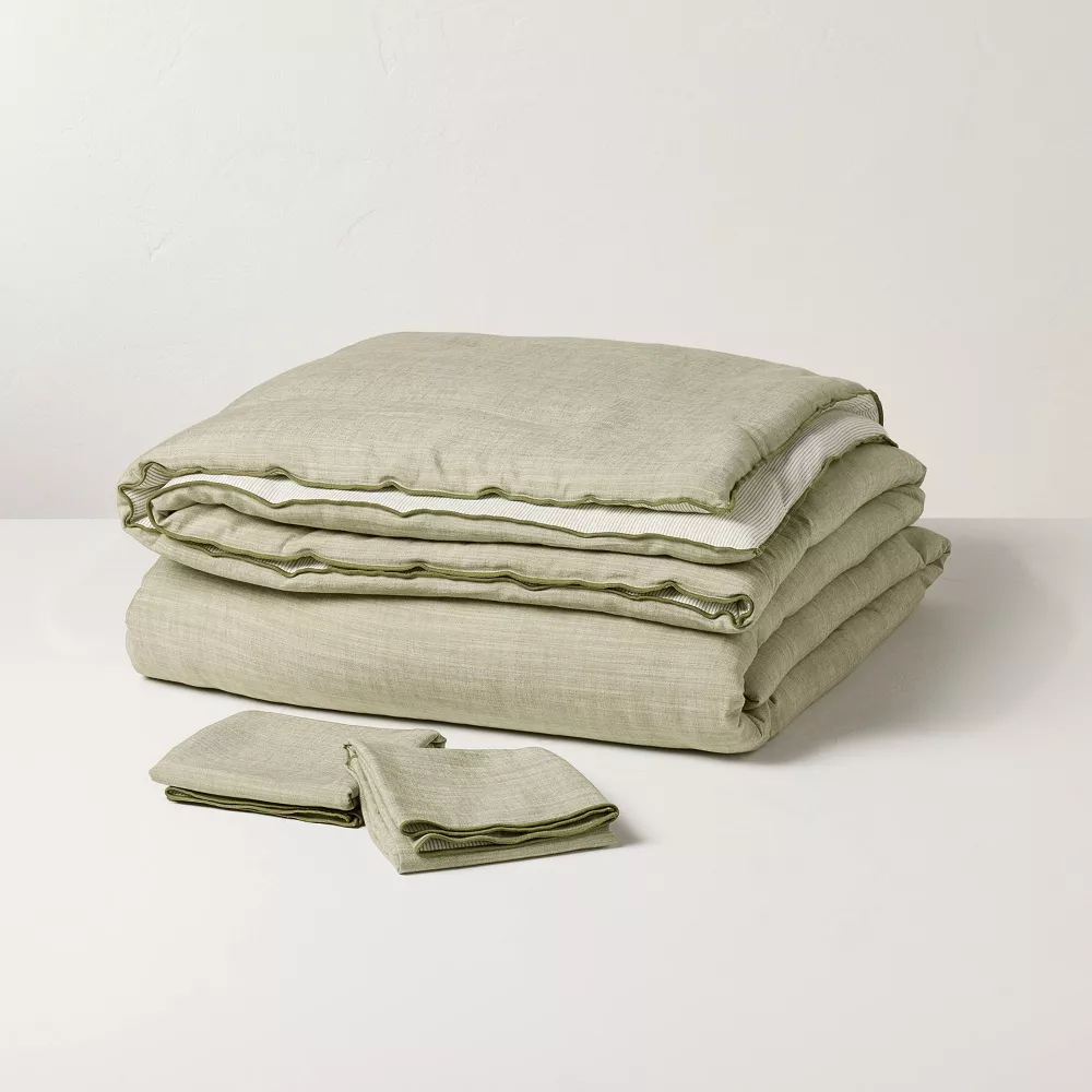3pc King Reversible Comforter Set Green - King