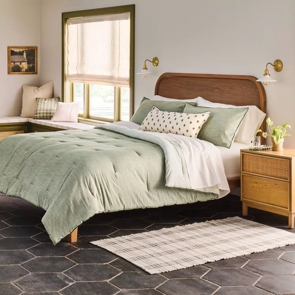 3pc King Reversible Comforter Set Green - King - Image 3