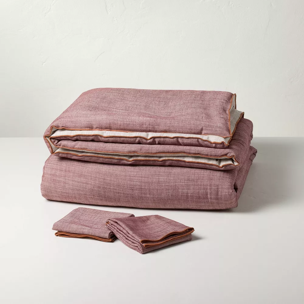 3pc King Reversible Duvet Cover Set Burgundy